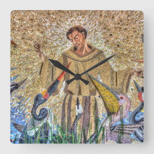 Francis Of Assisi Mosaic Square Wall Clock