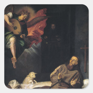 Francis of Assisi with angel music Square Sticker