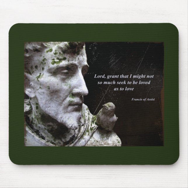 Francis with Bird Statue Mouse Pad (Front)