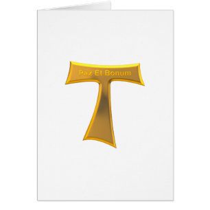 Franciscan Tau Cross Pax Et Bonum Gold Metallic