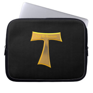 Franciscan Tau Cross Pax Et Bonum Gold Metallic Laptop Sleeve