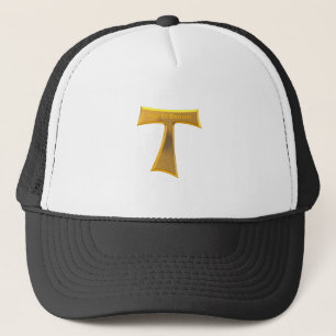 Franciscan Tau Cross Pax Et Bonum Gold Metallic Trucker Hat