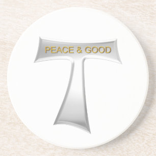 Franciscan Tau Cross Peace and Good Silver & Gold Coaster