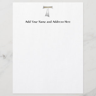 Franciscan Tau Cross Peace and Good Silver & Gold Custom Letterhead