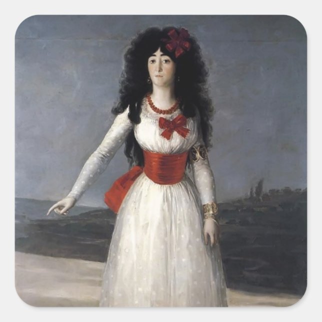 Francisco Goya- Duchess of Alba, The White Duchess Square Sticker (Front)
