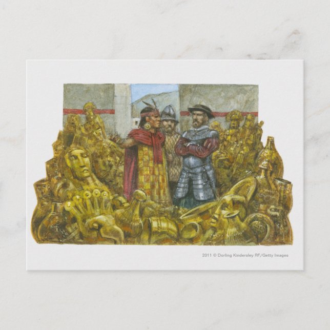 Francisco Pizarro next to Inca Emperor Atahualpa Postcard (Front)