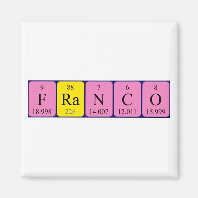 Franco periodic table name magnet (Front)