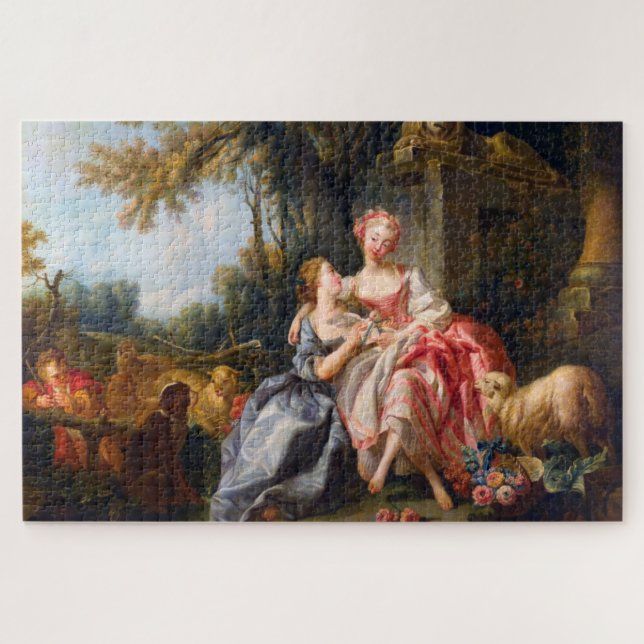 Francois Boucher The Billet Dou rococo ladies art Jigsaw Puzzle (Horizontal)