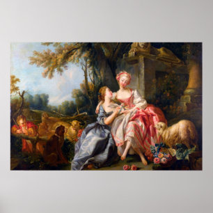 Francois Boucher The Billet Dou rococo ladies art Poster