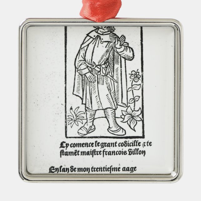 Francois Villon, from 'Oeuvres' Metal Tree Decoration (Front)