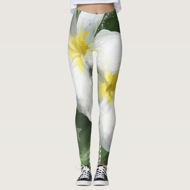 Frangapangie Leggings in Green and White (Front)