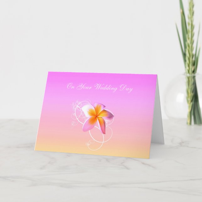 Frangipani Beach / Island Wedding Greeting Card (Front)