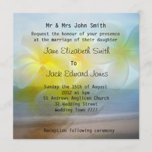 Frangipani Beach Wedding Custom Invitations