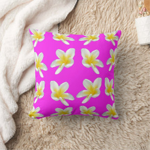 Frangipani Blush: Yellow Frangipani Blooms On Pink Cushion
