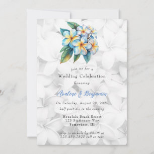 Frangipani Floral Hawaiian Wedding Celebration Invitation