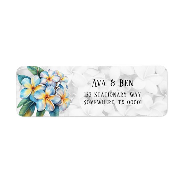 Frangipani Floral Hawaiian Wedding Return Address Label (Front)