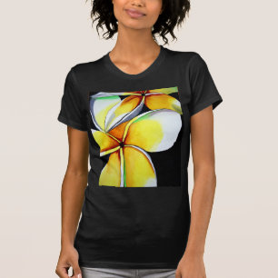 Frangipani flower art black women's t-shirt