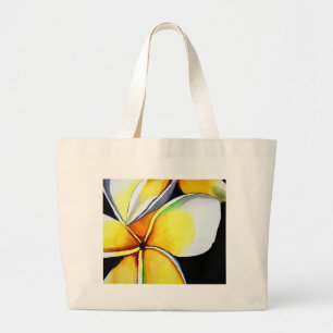 Frangipani flower art large tote bag