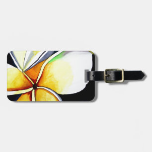 Frangipani flower art luggage tag