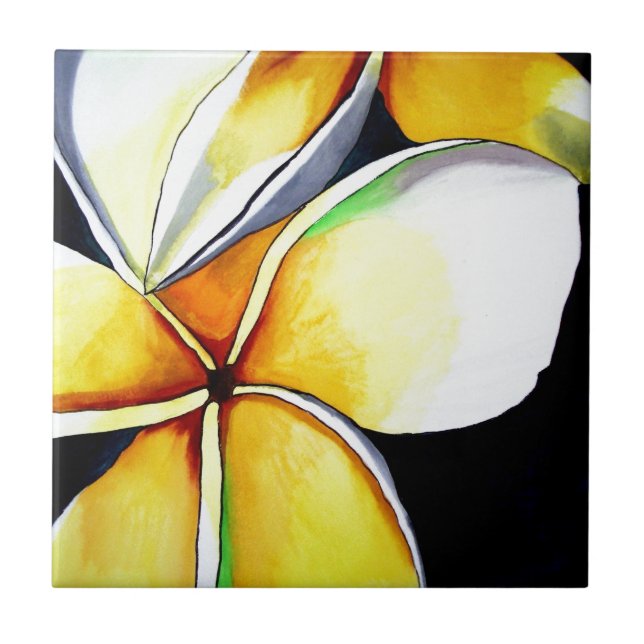 Frangipani flower art tile (Front)