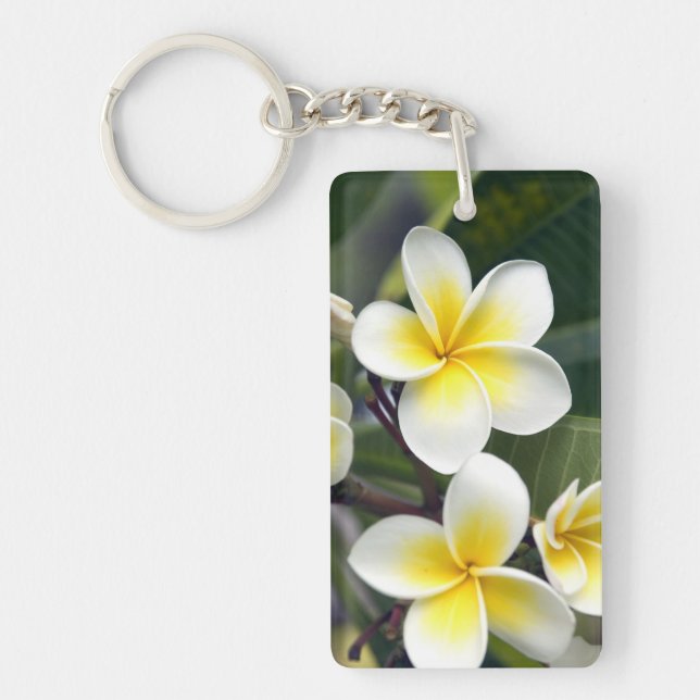 Frangipani flower Cook Islands Key Ring (Front)