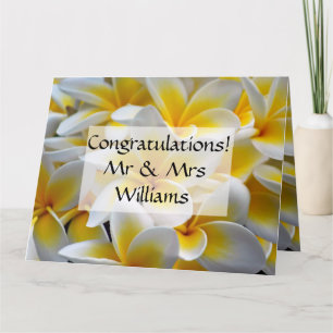 Frangipani flower wedding congratulations card