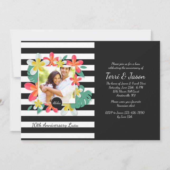Frangipani Flowers Photo Invitation (Front)