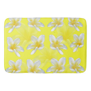 Frangipani Flowers Yellow, Memory Foam Bathmat