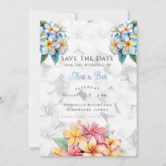 Frangipani Hawaiian Wedding Save The Date Card