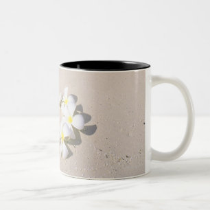 Frangipani on the beach Two-Tone coffee mug