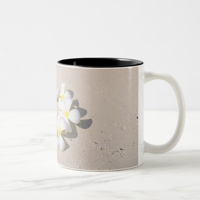 Frangipani on the beach Two-Tone coffee mug (Right)