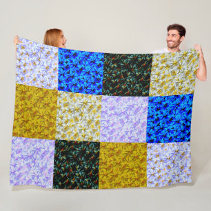 Frangipani Patchwork Style Blanket, Fleece Blanket