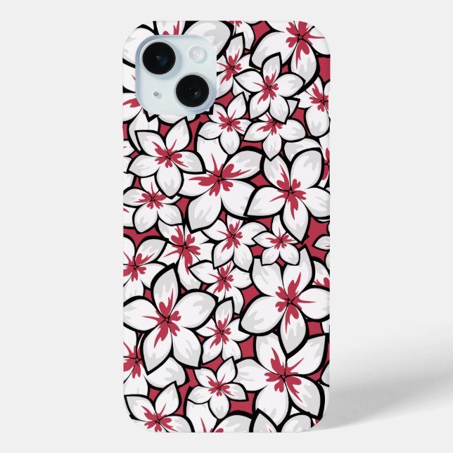 Frangipani Pattern Fuchsia Pink and White Case-Mate iPhone Case (Back)
