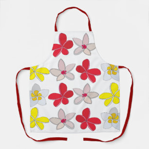 Frangipani Plumeria Colourful Flower Floral Apron
