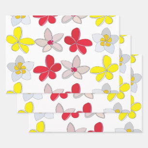 Frangipani Plumeria Colourful Flowers Floral Wrapping Paper Sheet