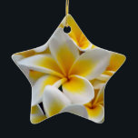 Frangipani Plumeria Flower Photo Ceramic Tree Decoration<br><div class="desc">Frangipani flowers are part of the Plumeria genus. Stunning yellow and white or pinkish flowers.</div>