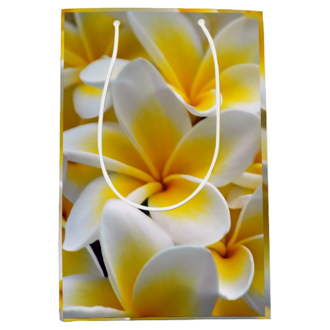 Frangipani Plumeria Flower Photo Medium Gift Bag (Front)