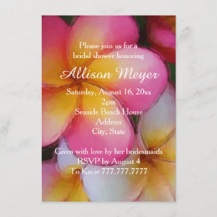 Frangipani Plumeria Flowers Bridal Shower Invitation