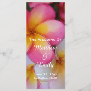Frangipani Plumeria Flowers Wedding Program