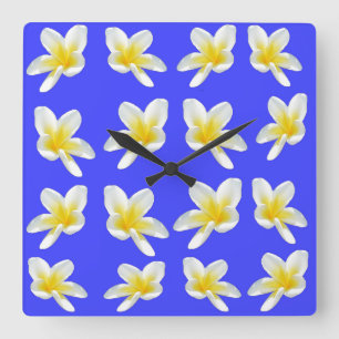 Frangipani Summer Breeze, Square Wall Clock. Clock