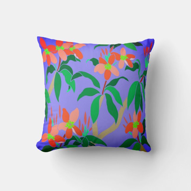 Frangipani Throw Pillow (Front)