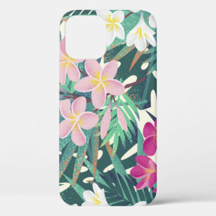 Frangipani Tropical: Pink-White Vintage. iPhone 12 Case