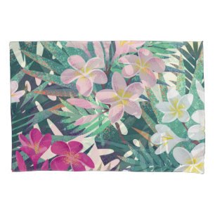 Frangipani Tropical: Pink-White Vintage. Pillowcase