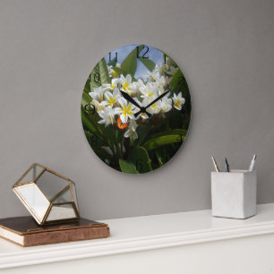 Frangipanis With Butterfly, Clock