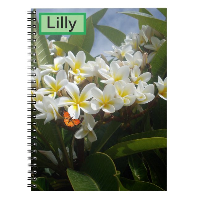 Frangipanis With Butterfly, Customised Notebook (Front)