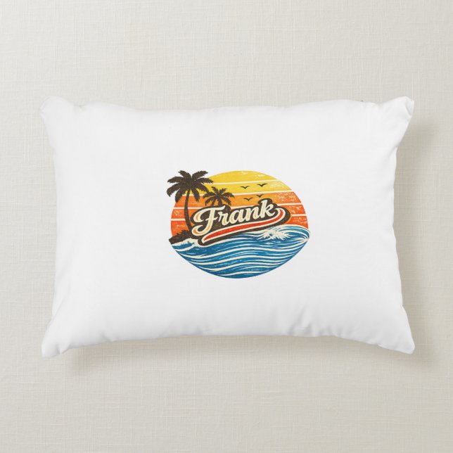 Frank Retro Sunset Name Design Decorative Cushion (Front)