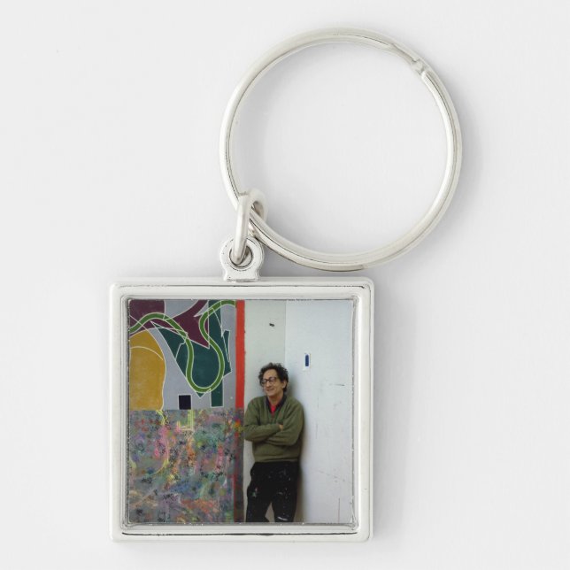 Frank Stella  beside one of his works Key Ring (Front)
