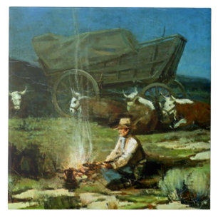Frank Tenney Johnson Western Art "Lonely Night" Tile