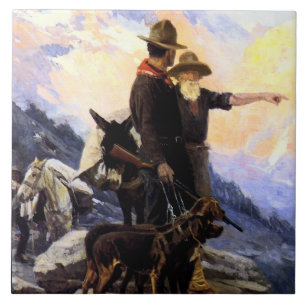 Frank Tenney Johnson Western Art "Mountain Hunt" Tile