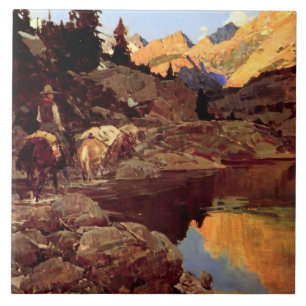 Frank Tenney Johnson Western Art "Mountain Lake" Tile